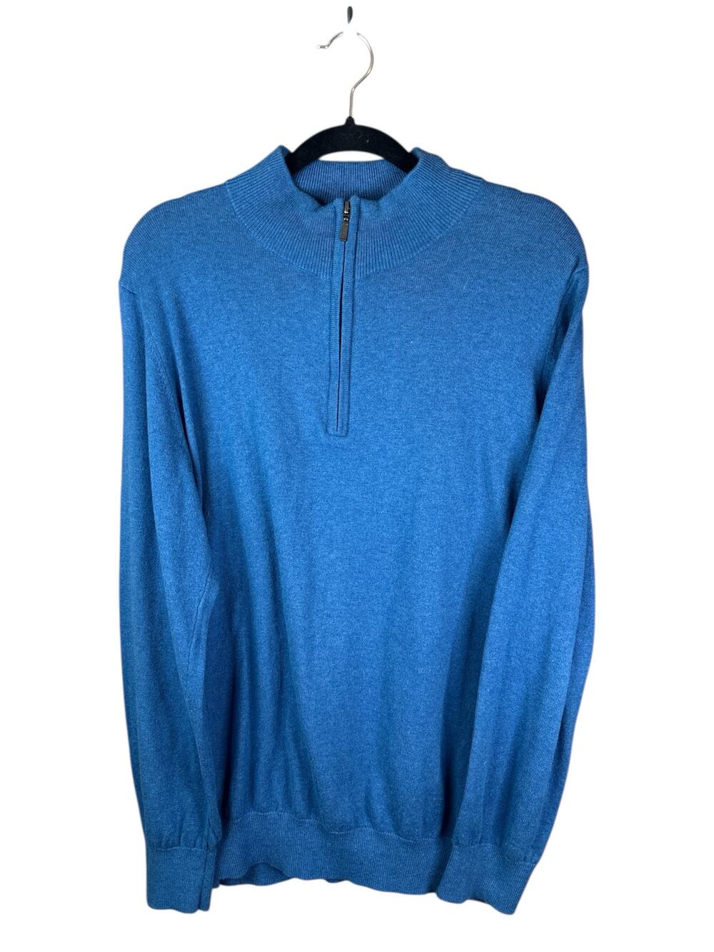 Men’s L.L Bean Blue Quarter Zip Long Sleeve Cashmere Blend Pullover Size Medium